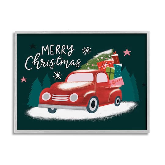 Stupell Industries Merry Christmas Gifts Truckload Framed Giclee Art
